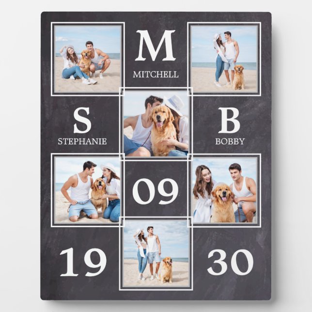 Rustic Newlywed Wedding Personalised Photo Collage Plaque (Front)