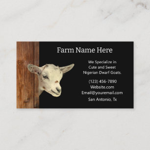 Rustic Nigerian Dwarf Dairy Goat Breeder Business Card