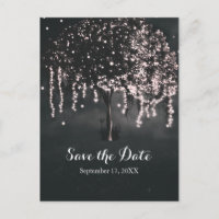 Rustic Night Mossy Tree Lights Save the Date
