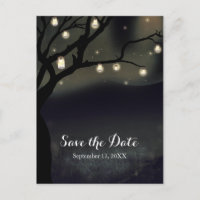 Rustic Night Tree & Mason Jar Lights Save the Date