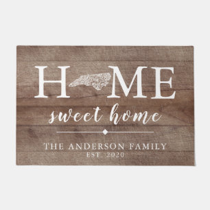 Rustic NORTH CAROLINA Personalized State Doormat