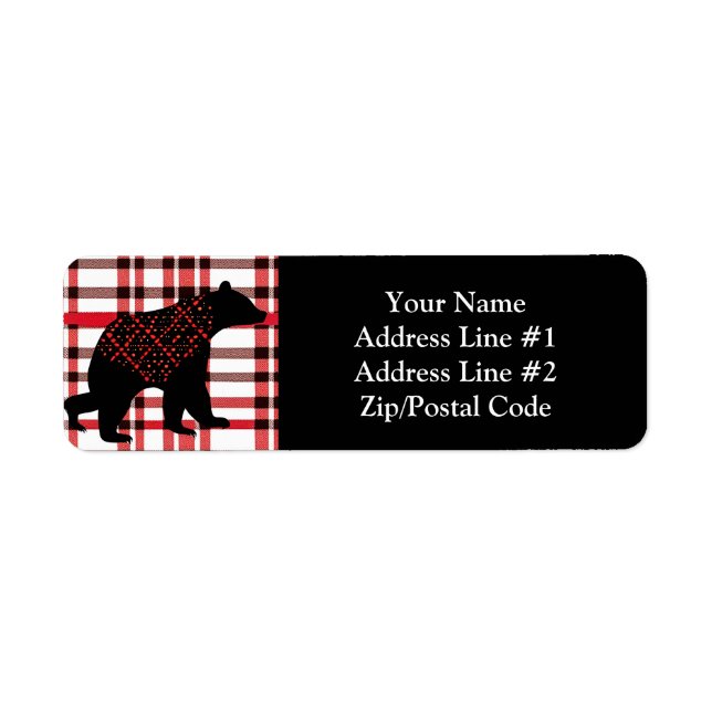 Rustic Northwoods Black Bear Silhouette On Plaid (Front)
