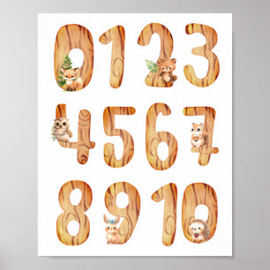 Rustic Numbers Boy Nursery Poster