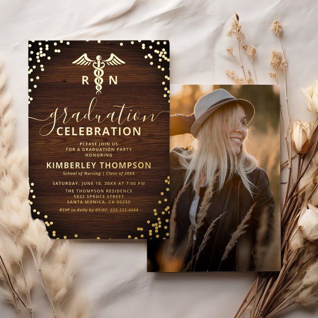 Rustic Nursing School Graduation Real Gold (Creator Uploaded)