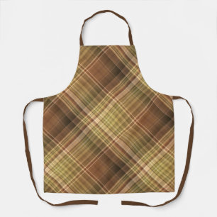 Rustic Oak Brown and Olive Plaid Apron