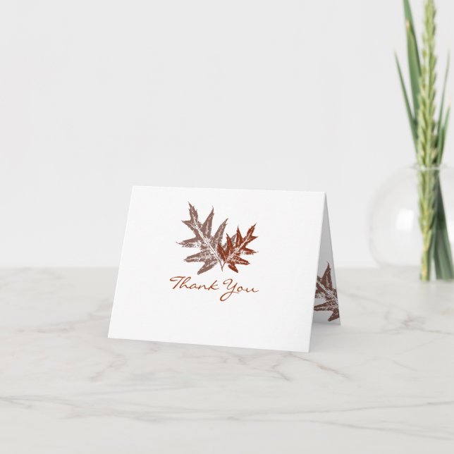 Rustic Oak Leaf Thank You Cards (Front)