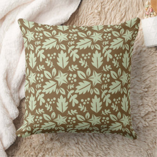 Rustic Oak & Maple Leaf Pattern Cushion