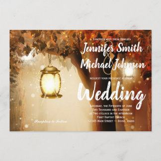 Rustic Oak Tree Autumn Leaves Fall Wedding Invites