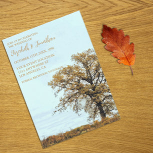 Rustic Oak Tree Autumn Wedding Invitation