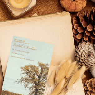 Rustic Oak Tree Autumn Wedding Save The Date