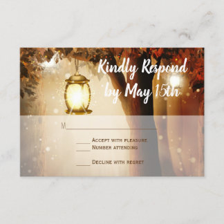 Rustic Oak Tree Fall Leaves Wedding RSVP Cards