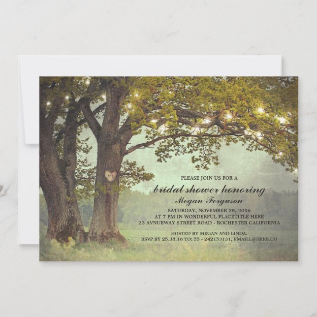 Rustic Oak Tree Romantic Bridal Shower Invitation (Front)