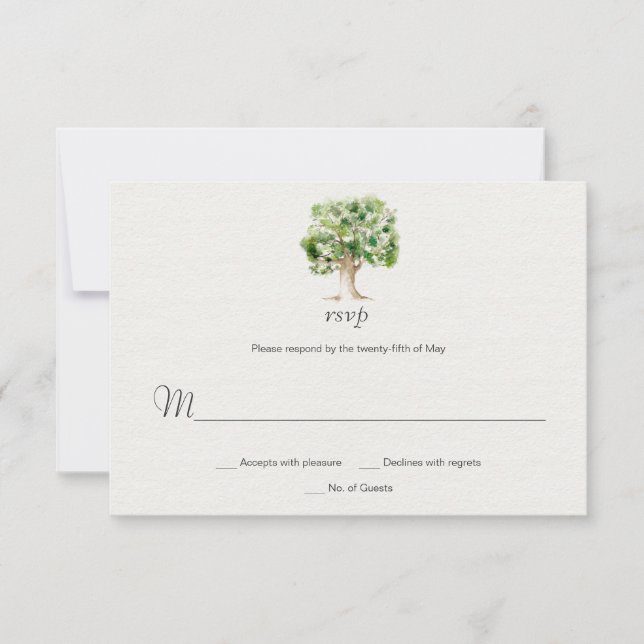 Rustic Oak Tree RSVP | Card (Front)