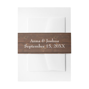 Rustic Oak Wood Invitation Belly Band