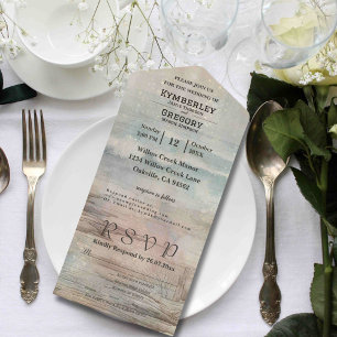 Rustic Ocean Beach Abstract Landscape Minimalist All In One Invitation
