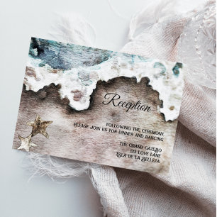 Rustic Ocean   Beach Destination Wedding Reception Enclosure Card