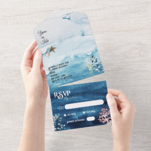 Rustic Ocean Simple Reply By Wedding All In One Invitation