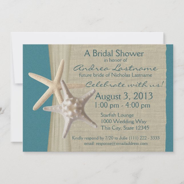 Rustic Ocean Starfish Bridal Shower Invitation (Front)