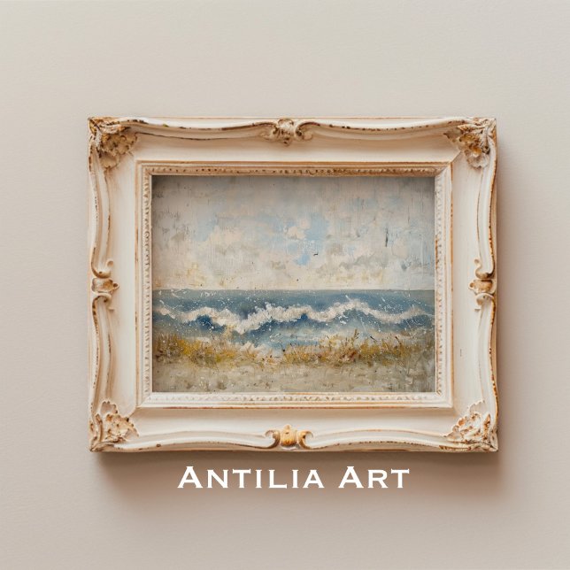Rustic Ocean Waves Painting Beach Seascape Poster (Creator Uploaded)