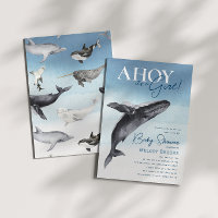 Rustic Ocean Whale Ahoy It's A Girl Baby Shower
