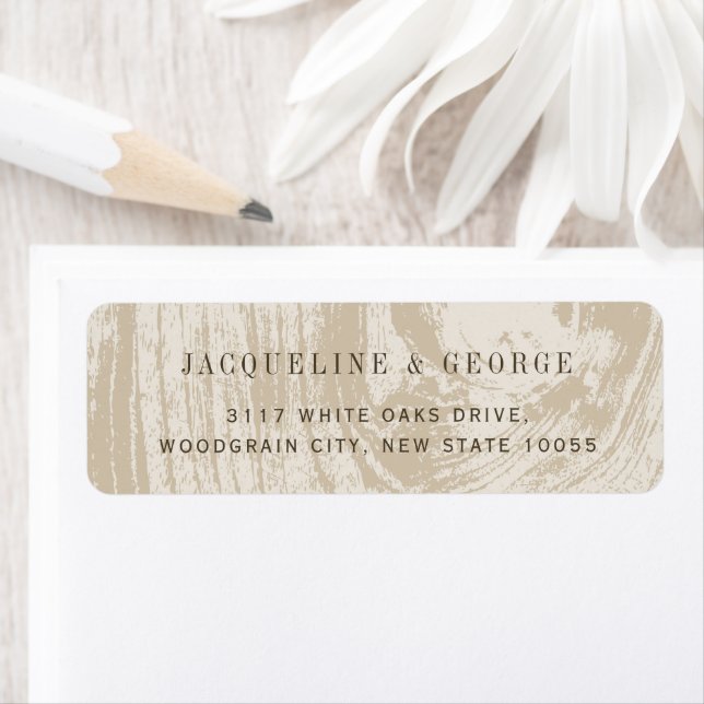 Rustic Ochre Brown Wood Grain Fall Wedding Address (Insitu)