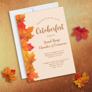 Rustic Octoberfest Autumn Leaves Invitation
