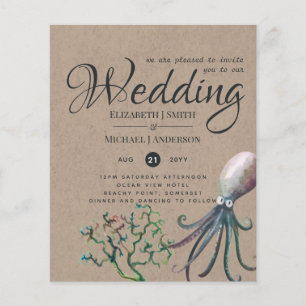 Rustic Octopus Ocean Sea Wedding Invites Budget