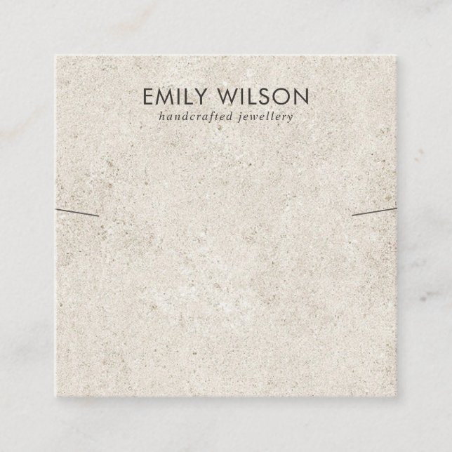 RUSTIC OFF WHITE STUCCO NECKLACE BRACELET DISPLAY SQUARE BUSINESS CARD (Front)