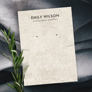 RUSTIC OFF WHITE STUCCO NECKLACE EARRING DISPLAY BUSINESS CARD