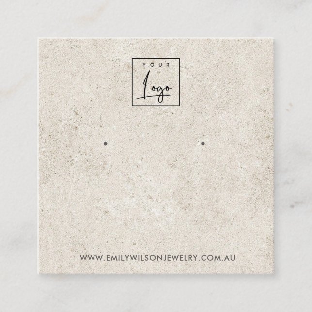 RUSTIC OFF WHITE STUCCO STUD EARRING DISPLAY CARD (Front)