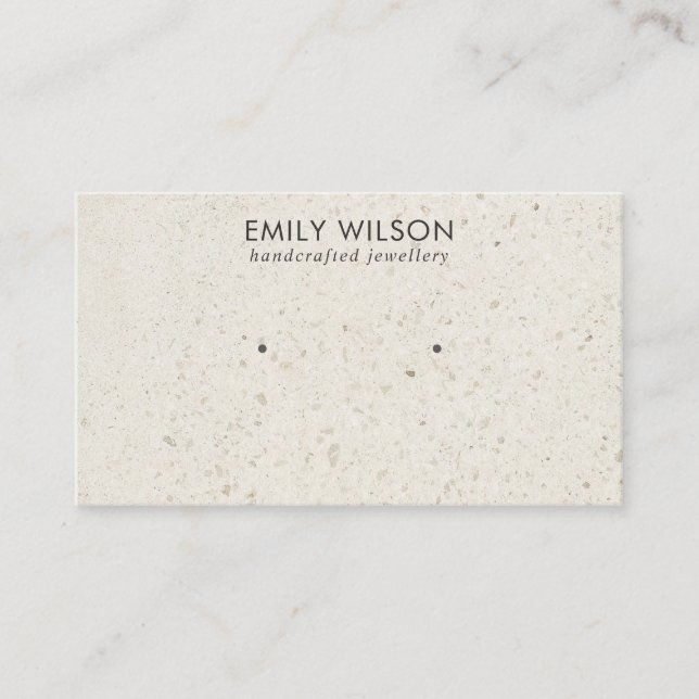 RUSTIC OFF WHITE TERRAZZO STUD EARRING DISPLAY BUSINESS CARD (Front)