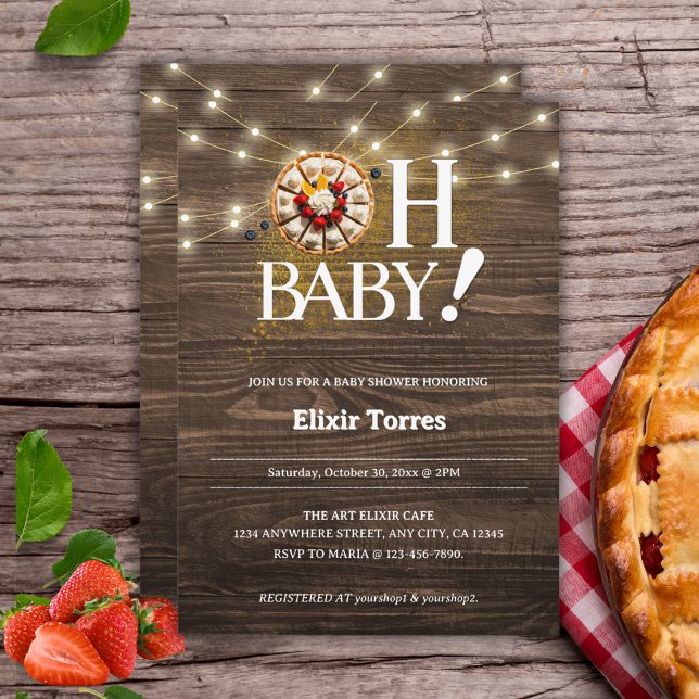 Rustic Oh Baby Cutie Pie Baby Shower Invitation (Creator Uploaded)