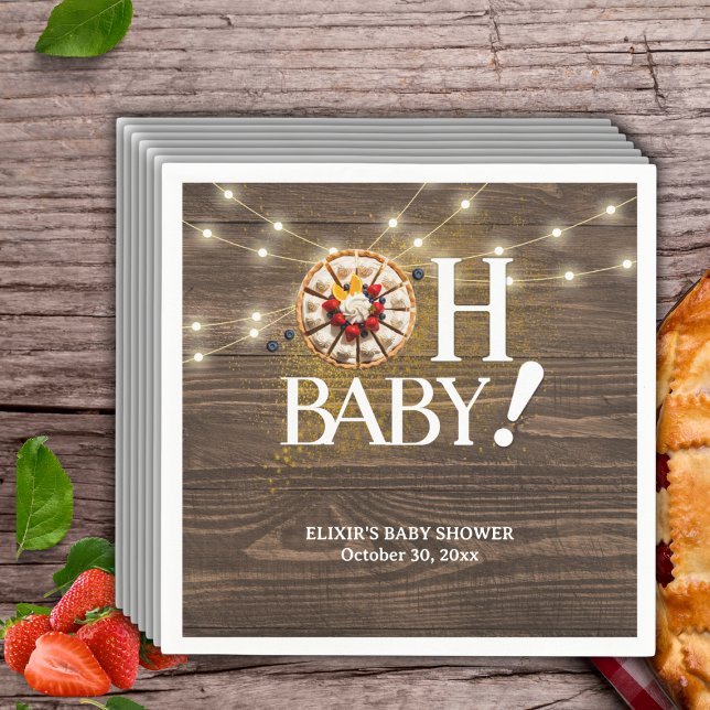 Rustic Oh Baby Cutie Pie Baby Shower Napkin (Creator Uploaded)