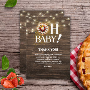 Rustic Oh Baby Cutie Pie Baby Shower Thank You Card