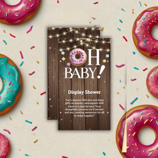 Rustic Oh Baby Doughnut & Sprinkle Kawaii Baby Sho Enclosure Card (Creator Uploaded)