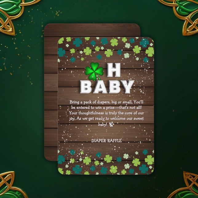 Rustic Oh Baby  St. Patrick's Day Baby Shower Enclosure Card (Creator Uploaded)