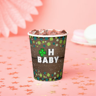 Rustic Oh Baby  St. Patrick's Day Baby Shower Paper Cups