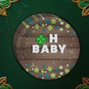 Rustic Oh Baby  St. Patrick's Day Baby Shower Paper Plate