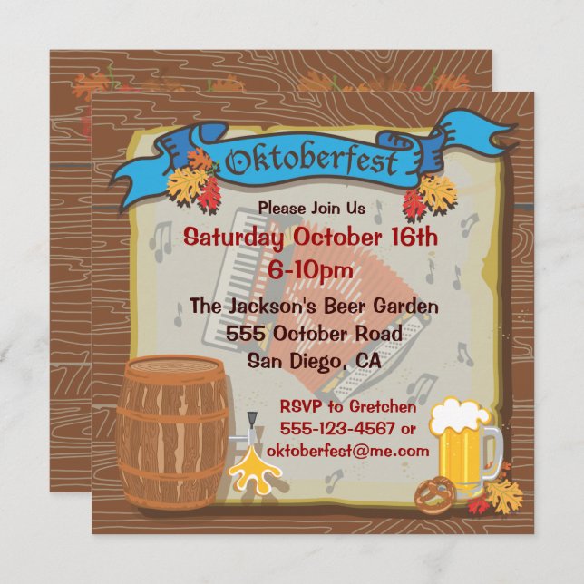 Rustic Oktoberfest Party Invitation (Front/Back)