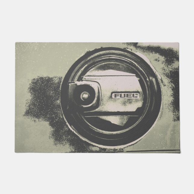 Rustic Old Car Fuel Tank Cap Doormat (Front)