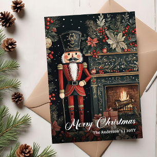 Rustic old fashioned Christmas nutcracker charm Holiday Card