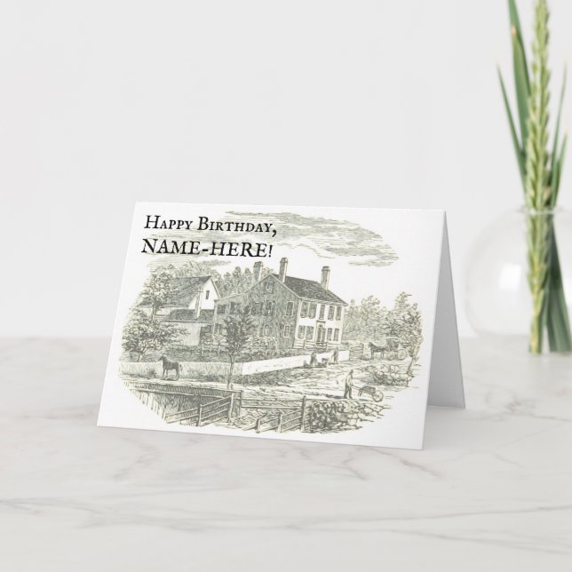 Rustic Old House Vintage Look Birthday Card (Front)