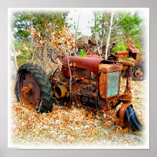 Rustic Old Junk Yard Farm Tractor Poster