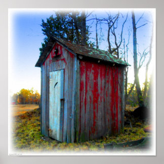 Rustic Old Junk Yard Outhouse Poster
