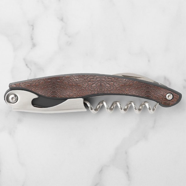 rustic old leather texture style corkscrew (Front)