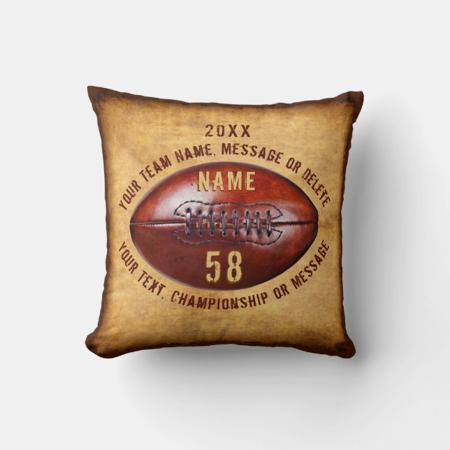Rustic Old look Football Pillows, 5 Text Boxes Cushion (Front)