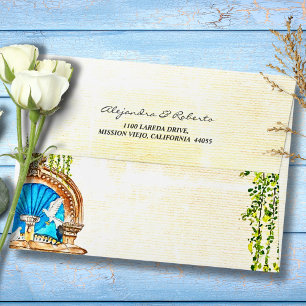 Rustic Old Mexico Watercolor Wedding Invitation Envelope