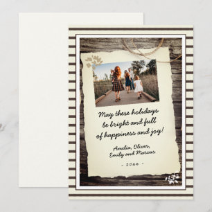 Rustic Old Paper Hand-written Script Photo Holiday Card