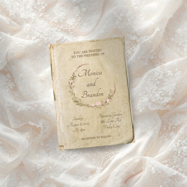 Rustic Old Paper Wreath Invitation  (Creator Uploaded)