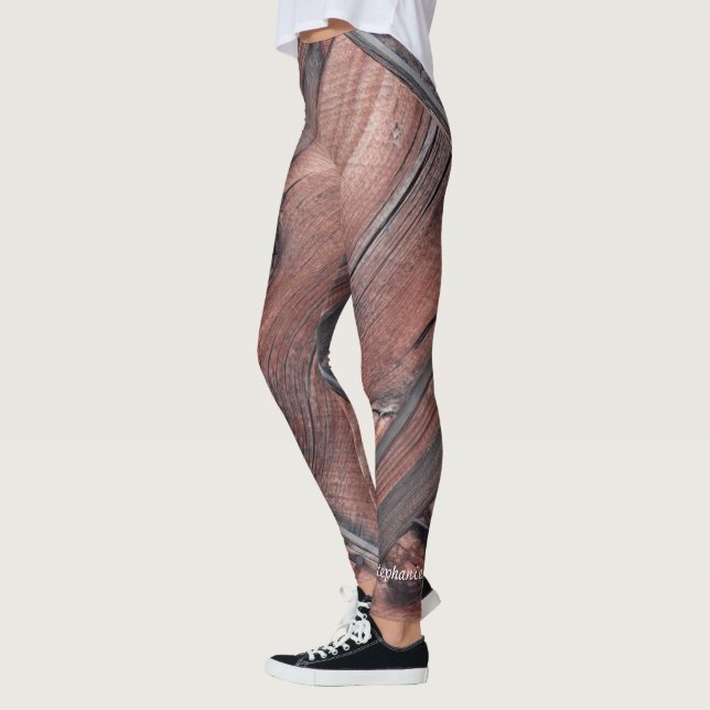 Rustic Old Red Barn Siding Leggings with Name (Left)